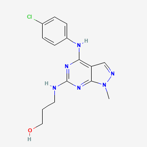 3-({4-[(4-chlorophenyl)amino]-1-methyl-1H-pyrazolo[3,4-d]pyrimidin-6-yl}amino)propan-1-ol