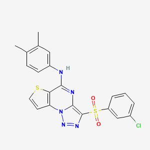 molecular formula C21H16ClN5O2S2 B11281168 3-[(3-chlorophenyl)sulfonyl]-N-(3,4-dimethylphenyl)thieno[2,3-e][1,2,3]triazolo[1,5-a]pyrimidin-5-amine 