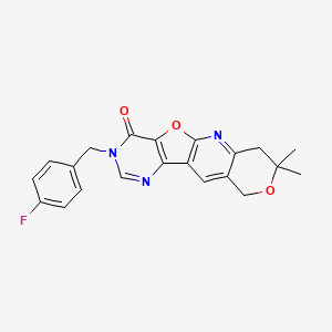 14-[(4-fluorophenyl)methyl]-5,5-dimethyl-6,17-dioxa-2,12,14-triazatetracyclo[8.7.0.03,8.011,16]heptadeca-1(10),2,8,11(16),12-pentaen-15-one