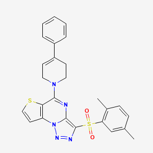 molecular formula C26H23N5O2S2 B11281187 2,5-Dimethylphenyl {5-[4-phenyl-3,6-dihydro-1(2H)-pyridinyl]thieno[2,3-E][1,2,3]triazolo[1,5-A]pyrimidin-3-YL} sulfone 