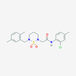 molecular formula C21H26ClN3O3S B11281225 N-(2-chloro-4-methylphenyl)-2-[6-(2,5-dimethylbenzyl)-1,1-dioxido-1,2,6-thiadiazinan-2-yl]acetamide 