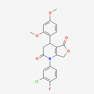 molecular formula C21H17ClFNO5 B11281234 1-(3-chloro-4-fluorophenyl)-4-(2,4-dimethoxyphenyl)-4,7-dihydrofuro[3,4-b]pyridine-2,5(1H,3H)-dione 