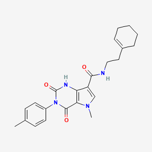 molecular formula C23H26N4O3 B11281264 N-(2-(cyclohex-1-en-1-yl)ethyl)-5-methyl-2,4-dioxo-3-(p-tolyl)-2,3,4,5-tetrahydro-1H-pyrrolo[3,2-d]pyrimidine-7-carboxamide 