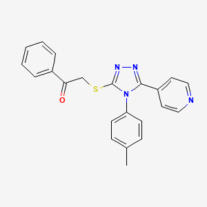 molecular formula C22H18N4OS B11281271 2-{[4-(4-methylphenyl)-5-(pyridin-4-yl)-4H-1,2,4-triazol-3-yl]sulfanyl}-1-phenylethanone 