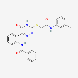 N-{2-[3-({[(3-Methylphenyl)carbamoyl]methyl}sulfanyl)-5-oxo-4,5-dihydro-1,2,4-triazin-6-YL]phenyl}benzamide