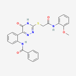 N-{2-[3-({[(2-Methoxyphenyl)carbamoyl]methyl}sulfanyl)-5-oxo-4,5-dihydro-1,2,4-triazin-6-YL]phenyl}benzamide