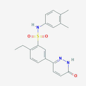 molecular formula C20H21N3O3S B11281360 N-(3,4-dimethylphenyl)-2-ethyl-5-(6-oxo-1,6-dihydropyridazin-3-yl)benzenesulfonamide 