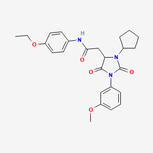 2-[3-cyclopentyl-1-(3-methoxyphenyl)-2,5-dioxoimidazolidin-4-yl]-N-(4-ethoxyphenyl)acetamide