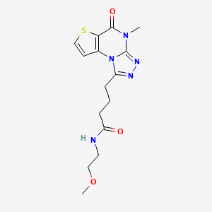 molecular formula C15H19N5O3S B11281387 N-(2-methoxyethyl)-4-(4-methyl-5-oxo-4,5-dihydrothieno[2,3-e][1,2,4]triazolo[4,3-a]pyrimidin-1-yl)butanamide 