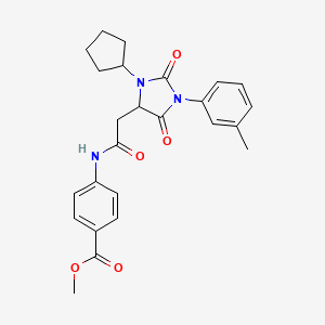 Methyl 4-({[3-cyclopentyl-1-(3-methylphenyl)-2,5-dioxoimidazolidin-4-yl]acetyl}amino)benzoate