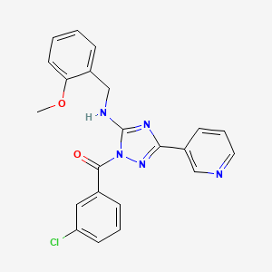 molecular formula C22H18ClN5O2 B11281408 (3-chlorophenyl){5-[(2-methoxybenzyl)amino]-3-(pyridin-3-yl)-1H-1,2,4-triazol-1-yl}methanone 