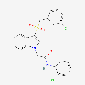 molecular formula C23H18Cl2N2O3S B11281411 2-(3-((3-chlorobenzyl)sulfonyl)-1H-indol-1-yl)-N-(2-chlorophenyl)acetamide 