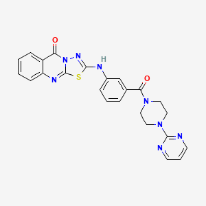 molecular formula C24H20N8O2S B11281416 2-((3-(4-(pyrimidin-2-yl)piperazine-1-carbonyl)phenyl)amino)-5H-[1,3,4]thiadiazolo[2,3-b]quinazolin-5-one 