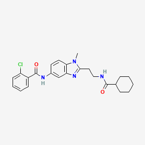 molecular formula C24H27ClN4O2 B11281433 2-chloro-N-(2-{2-[(cyclohexylcarbonyl)amino]ethyl}-1-methyl-1H-benzimidazol-5-yl)benzamide 