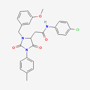 N-(4-chlorophenyl)-2-[3-(3-methoxybenzyl)-1-(4-methylphenyl)-2,5-dioxoimidazolidin-4-yl]acetamide