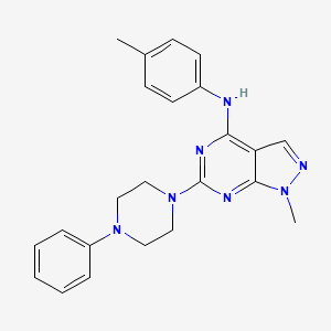 molecular formula C23H25N7 B11281483 1-methyl-N-(4-methylphenyl)-6-(4-phenylpiperazin-1-yl)-1H-pyrazolo[3,4-d]pyrimidin-4-amine 