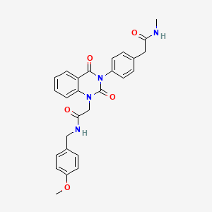 molecular formula C27H26N4O5 B11281567 N-(4-methoxybenzyl)-2-(3-(4-(2-(methylamino)-2-oxoethyl)phenyl)-2,4-dioxo-3,4-dihydroquinazolin-1(2H)-yl)acetamide 