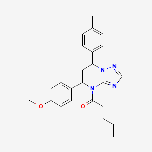 molecular formula C24H28N4O2 B11281599 1-[5-(4-methoxyphenyl)-7-(4-methylphenyl)-6,7-dihydro[1,2,4]triazolo[1,5-a]pyrimidin-4(5H)-yl]pentan-1-one CAS No. 879040-86-5