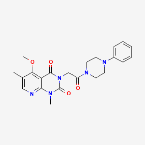 molecular formula C22H25N5O4 B11281625 5-methoxy-1,6-dimethyl-3-(2-oxo-2-(4-phenylpiperazin-1-yl)ethyl)pyrido[2,3-d]pyrimidine-2,4(1H,3H)-dione 