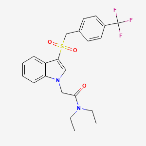 molecular formula C22H23F3N2O3S B11281632 N,N-diethyl-2-(3-((4-(trifluoromethyl)benzyl)sulfonyl)-1H-indol-1-yl)acetamide 