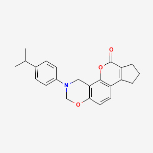 molecular formula C23H23NO3 B11281715 3-(4-isopropylphenyl)-3,4,8,9-tetrahydro-2H-cyclopenta[3,4]chromeno[8,7-e][1,3]oxazin-6(7H)-one 