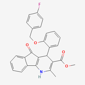 molecular formula C28H22FNO4 B11281719 methyl 4-{2-[(4-fluorobenzyl)oxy]phenyl}-2-methyl-5-oxo-4,5-dihydro-1H-indeno[1,2-b]pyridine-3-carboxylate 