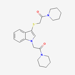 2-((1-(2-oxo-2-(piperidin-1-yl)ethyl)-1H-indol-3-yl)thio)-1-(piperidin-1-yl)ethanone