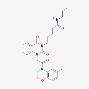 5-(1-(2-(6-methyl-2H-benzo[b][1,4]oxazin-4(3H)-yl)-2-oxoethyl)-2,4-dioxo-1,2-dihydroquinazolin-3(4H)-yl)-N-propylpentanamide