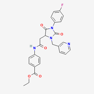 Ethyl 4-({[1-(4-fluorophenyl)-2,5-dioxo-3-(pyridin-3-ylmethyl)imidazolidin-4-yl]acetyl}amino)benzoate