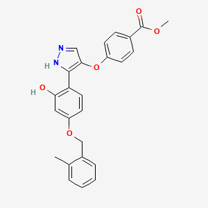 molecular formula C25H22N2O5 B11281747 methyl 4-[(5-{2-hydroxy-4-[(2-methylbenzyl)oxy]phenyl}-1H-pyrazol-4-yl)oxy]benzoate 