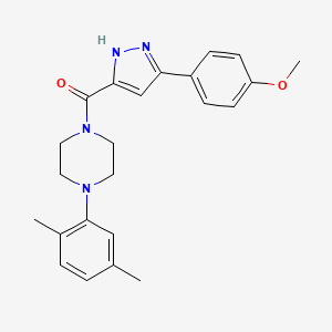 molecular formula C23H26N4O2 B11281749 1-(2,5-Dimethylphenyl)-4-[3-(4-methoxyphenyl)-1H-pyrazole-5-carbonyl]piperazine 