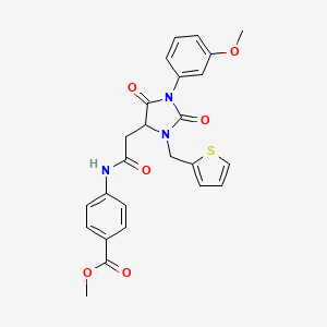 molecular formula C25H23N3O6S B11281755 Methyl 4-({[1-(3-methoxyphenyl)-2,5-dioxo-3-(thiophen-2-ylmethyl)imidazolidin-4-yl]acetyl}amino)benzoate 