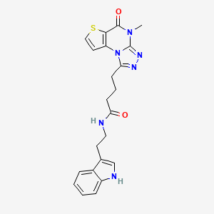 molecular formula C22H22N6O2S B11281774 N-[2-(1H-indol-3-yl)ethyl]-4-(4-methyl-5-oxo-4,5-dihydrothieno[2,3-e][1,2,4]triazolo[4,3-a]pyrimidin-1-yl)butanamide 