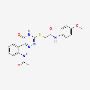 2-{[6-(2-Acetamidophenyl)-5-oxo-4,5-dihydro-1,2,4-triazin-3-YL]sulfanyl}-N-(4-methoxyphenyl)acetamide