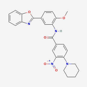 N-[5-(1,3-benzoxazol-2-yl)-2-methoxyphenyl]-3-nitro-4-piperidin-1-ylbenzamide