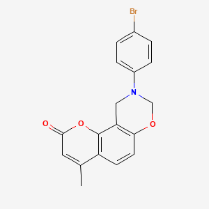 molecular formula C18H14BrNO3 B11281815 9-(4-bromophenyl)-4-methyl-9,10-dihydro-2H,8H-chromeno[8,7-e][1,3]oxazin-2-one 