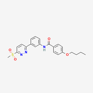 molecular formula C22H23N3O4S B11281819 4-butoxy-N-(3-(6-(methylsulfonyl)pyridazin-3-yl)phenyl)benzamide 