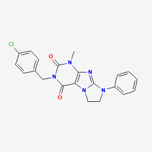 molecular formula C21H18ClN5O2 B11281844 2-[(4-Chlorophenyl)methyl]-4-methyl-6-phenyl-7,8-dihydropurino[7,8-a]imidazole-1,3-dione 