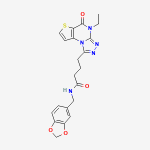 N-(1,3-benzodioxol-5-ylmethyl)-4-(4-ethyl-5-oxo-4,5-dihydrothieno[2,3-e][1,2,4]triazolo[4,3-a]pyrimidin-1-yl)butanamide