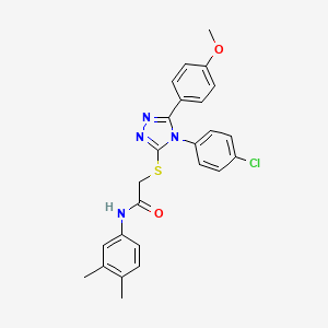 molecular formula C25H23ClN4O2S B11281879 2-{[4-(4-chlorophenyl)-5-(4-methoxyphenyl)-4H-1,2,4-triazol-3-yl]sulfanyl}-N-(3,4-dimethylphenyl)acetamide 