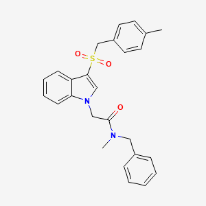 molecular formula C26H26N2O3S B11281890 3-(4-methylbenzylsulfonyl)-N-benzyl-N-methyl-indole-1-acetamide 