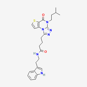 molecular formula C26H30N6O2S B11281894 N-[2-(1H-indol-3-yl)ethyl]-4-[4-(3-methylbutyl)-5-oxo-4,5-dihydrothieno[2,3-e][1,2,4]triazolo[4,3-a]pyrimidin-1-yl]butanamide 