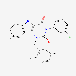 molecular formula C27H24ClN3O2 B11281901 3-(3-chlorophenyl)-1-(2,5-dimethylbenzyl)-5,8-dimethyl-1H-pyrimido[5,4-b]indole-2,4(3H,5H)-dione 