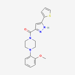 molecular formula C19H20N4O2S B11281943 1-(2-Methoxyphenyl)-4-[3-(thiophen-2-YL)-1H-pyrazole-5-carbonyl]piperazine 