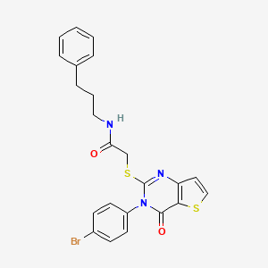 molecular formula C23H20BrN3O2S2 B11281945 2-{[3-(4-bromophenyl)-4-oxo-3,4-dihydrothieno[3,2-d]pyrimidin-2-yl]sulfanyl}-N-(3-phenylpropyl)acetamide 