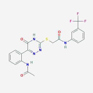 molecular formula C20H16F3N5O3S B11281959 2-{[6-(2-Acetamidophenyl)-5-oxo-4,5-dihydro-1,2,4-triazin-3-YL]sulfanyl}-N-[3-(trifluoromethyl)phenyl]acetamide 