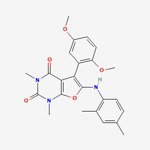 molecular formula C24H25N3O5 B11281966 5-(2,5-dimethoxyphenyl)-6-((2,4-dimethylphenyl)amino)-1,3-dimethylfuro[2,3-d]pyrimidine-2,4(1H,3H)-dione 