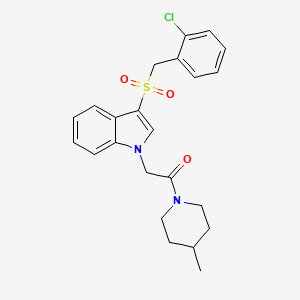 molecular formula C23H25ClN2O3S B11281978 2-{3-[(2-chlorophenyl)methanesulfonyl]-1H-indol-1-yl}-1-(4-methylpiperidin-1-yl)ethan-1-one 