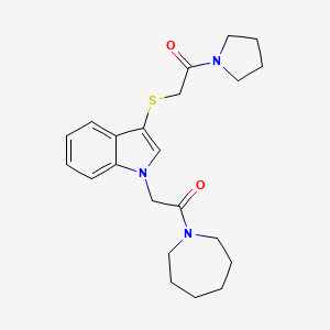 molecular formula C22H29N3O2S B11281981 1-(azepan-1-yl)-2-(3-((2-oxo-2-(pyrrolidin-1-yl)ethyl)thio)-1H-indol-1-yl)ethanone 