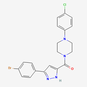 molecular formula C20H18BrClN4O B11282021 1-[3-(4-Bromophenyl)-1H-pyrazole-5-carbonyl]-4-(4-chlorophenyl)piperazine 